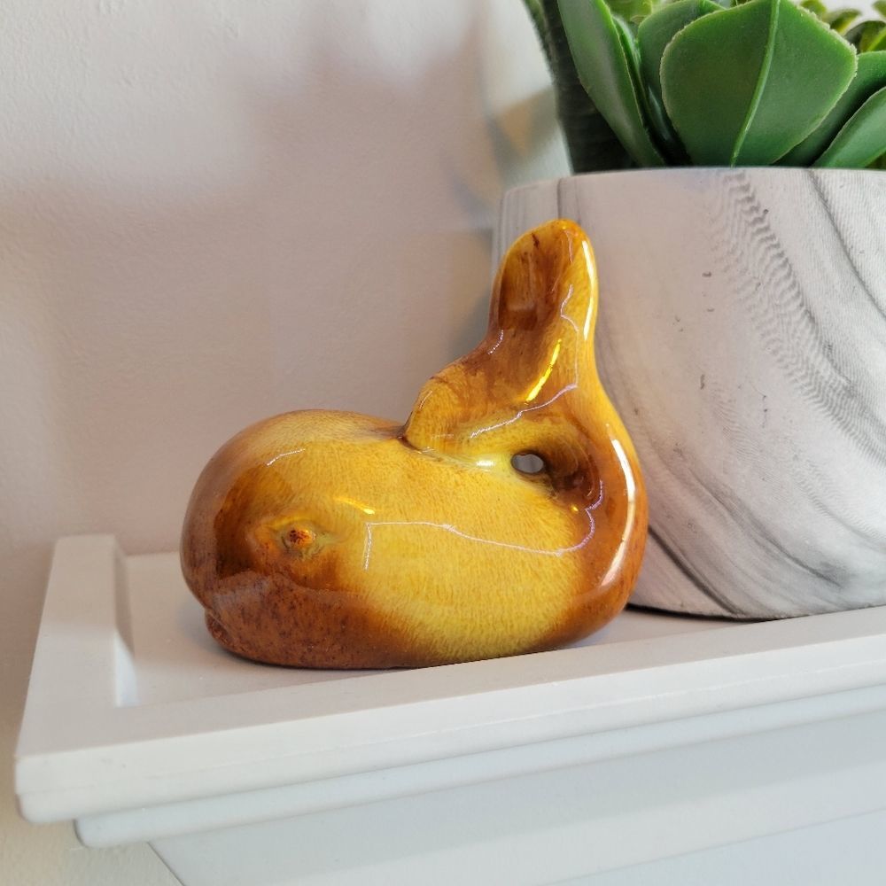 Small  Porcelain Whale Figurine Glazed Paint Blend Hand Crafted 3"